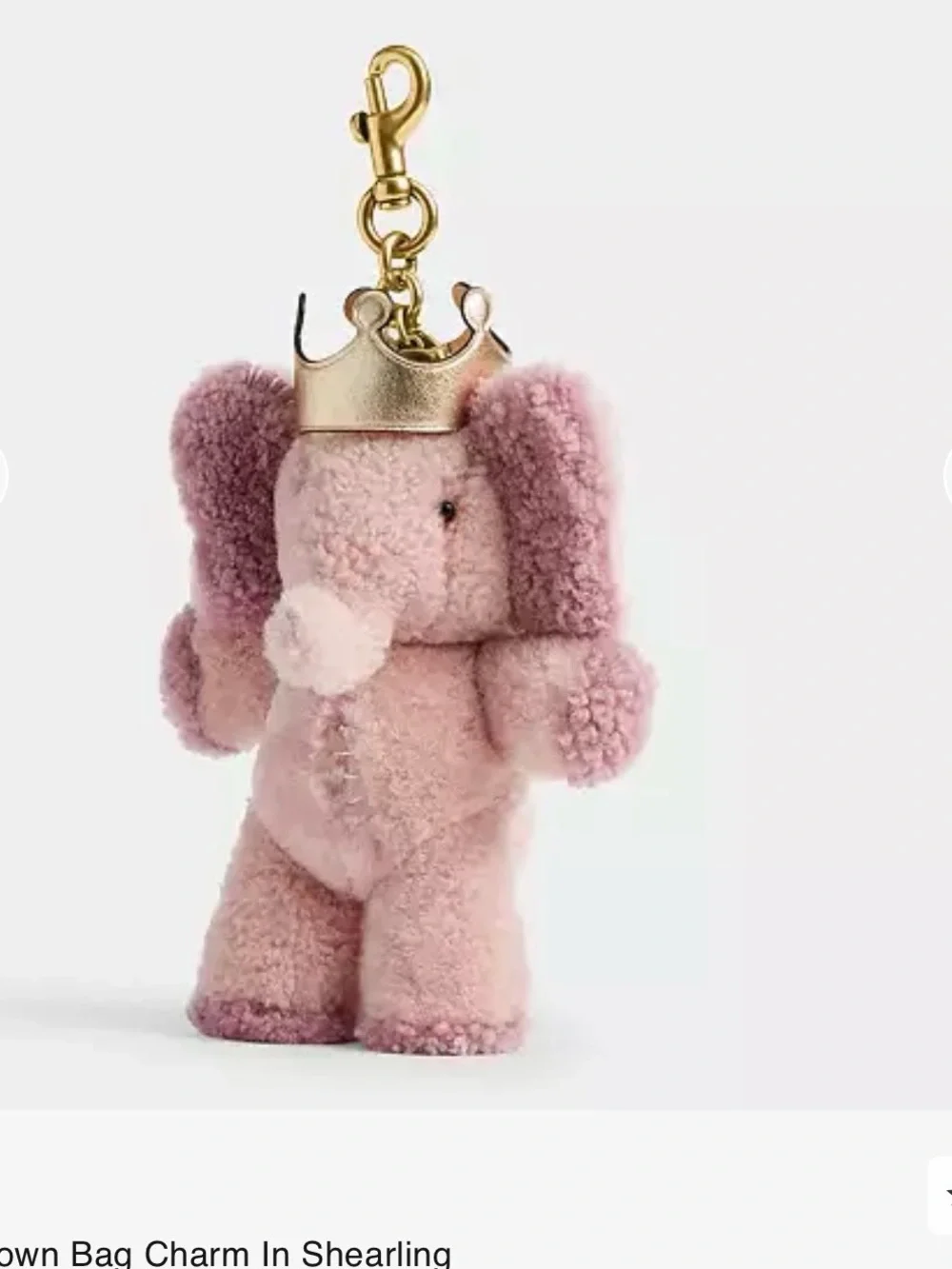 ISO Coach Elie Elephant Bag Charm with Gold Crown